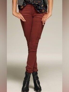 CAbi The Drifter Skinny Cargo Pants Flame Size 10 | Stretch Utility Corduroy